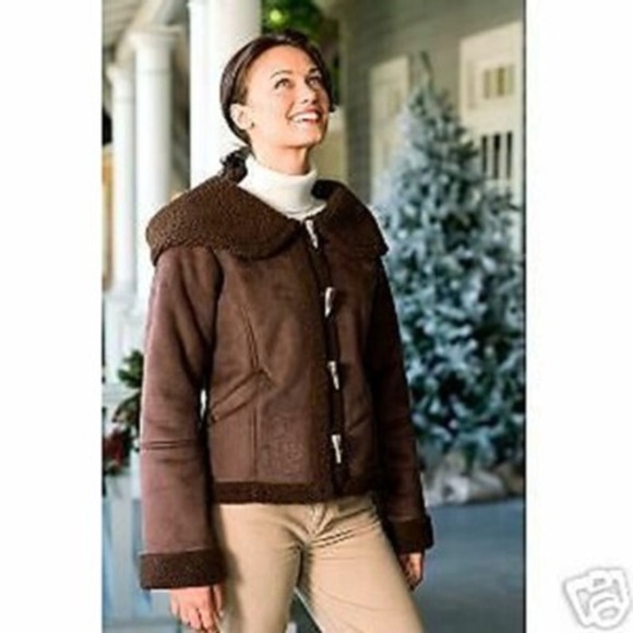 Disney Shopping Jackets & Blazers - Disney Womens Brown Faux Suede Mickey Sherpa Jacket LARGE Embroidered Cozy